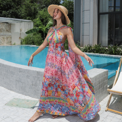 Women's Floral Style Large Hem Dress
