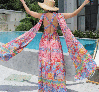 Women's Floral Style Large Hem Dress - Image 2