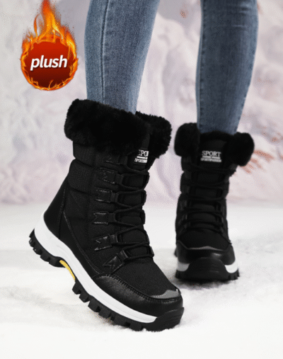 Women'S Ankle Snow Boots, Waterproof Winter Shoes with Laces, Faux Fur Lined, Non-Slip ❄️