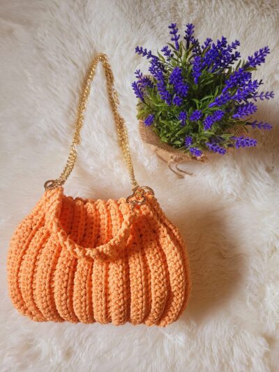 Wonderful Papaya Flower Crochet Handbag By Chrysantemum 🪷