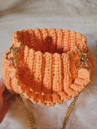Wonderful Papaya Flower Crochet Handbag By Chrysantemum 🪷 - Image 3
